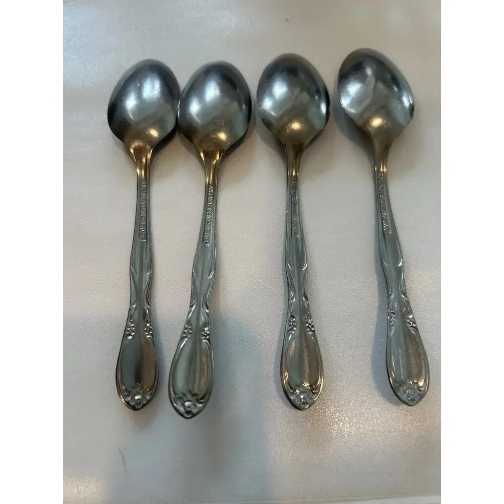 Vtg Superior International Chapel Hill Flatware Set of 4 Dessert Spoons 6” USA